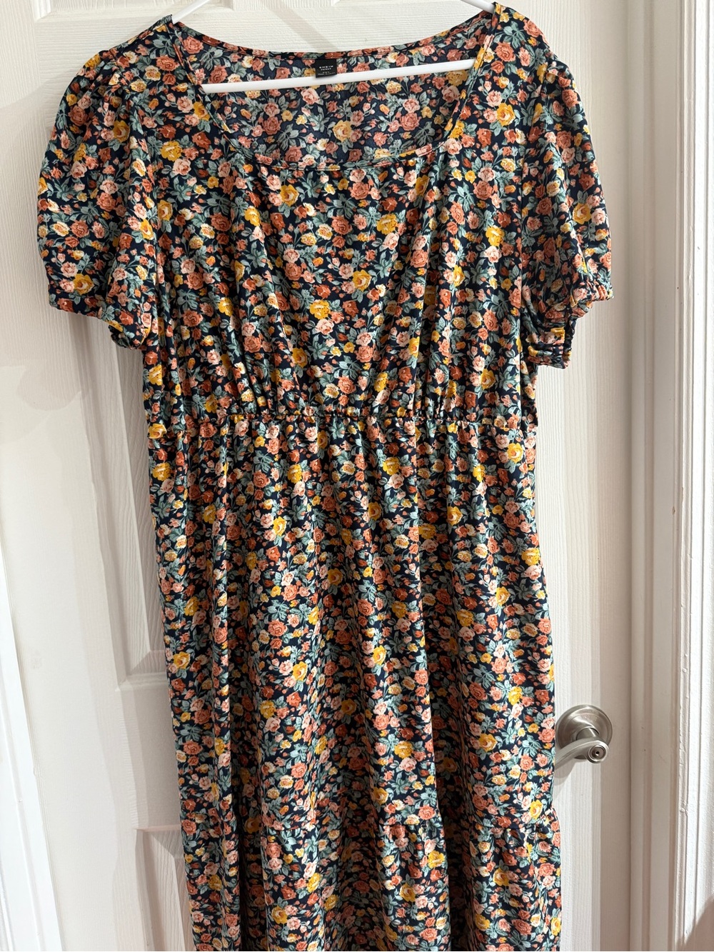 Floral Square Neck Midi Dress 2XL